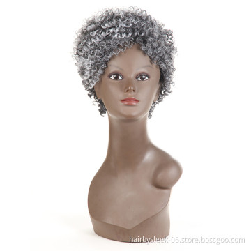 1O Inches High Temperature Fiber Silver Grey Multi Colors wig Kinky Afro BOB Short Cheap and fine Synthetic Hair Wigs for Women